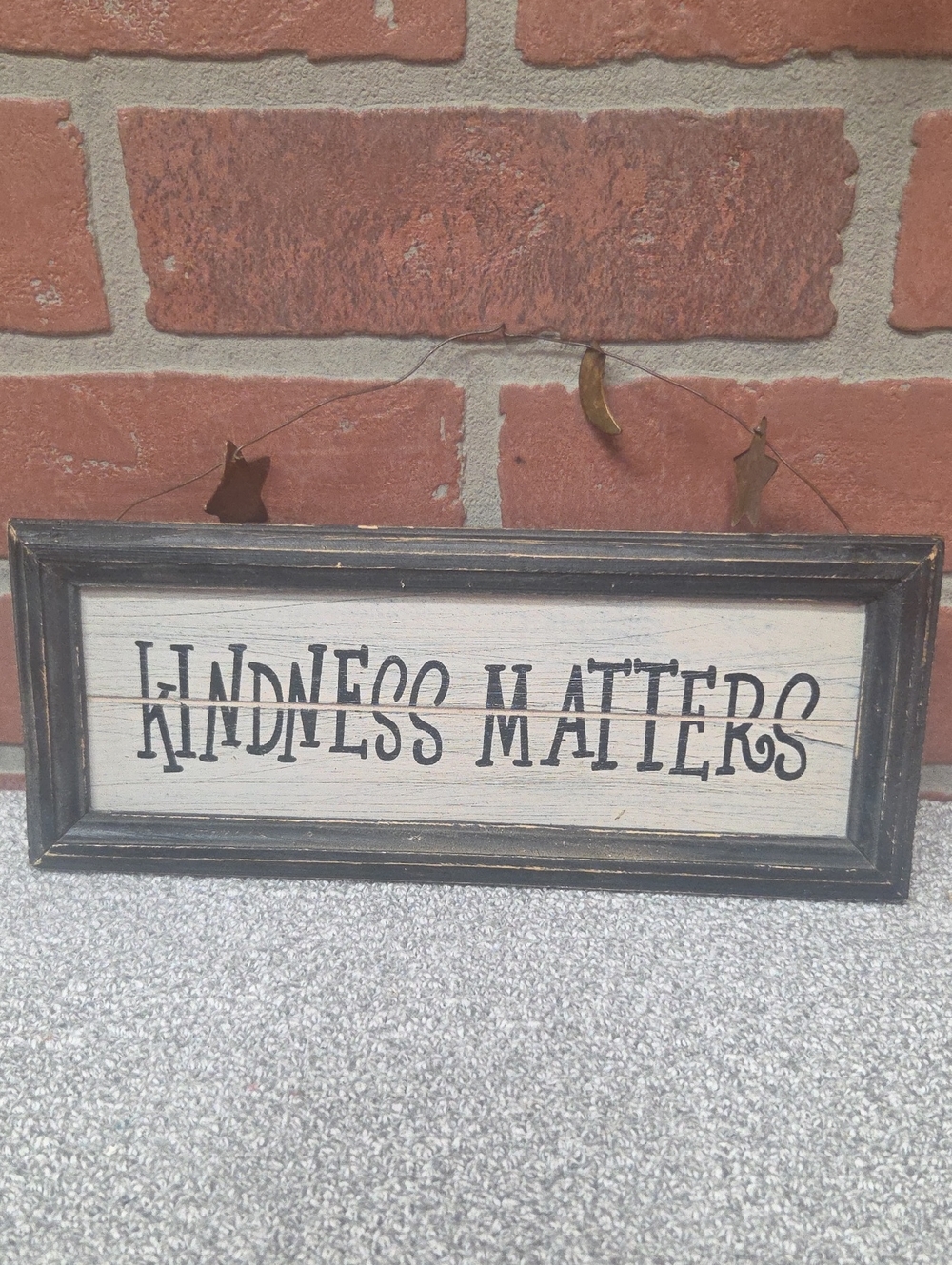 Rustic "Kindness Matters" Framed Wall Sign - Black & Cream